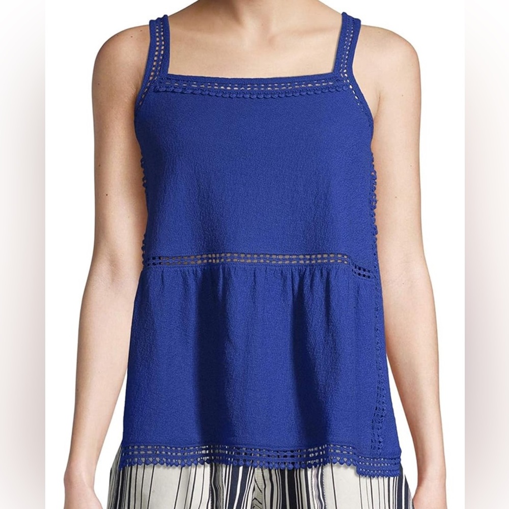 Time and Tru Women’s Textured Lace Trim Tank Top